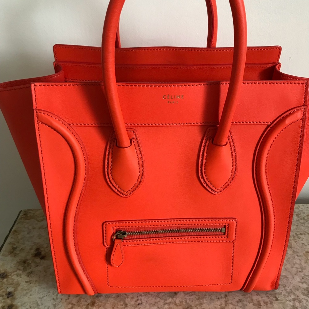 Celine Luggage Tote in the color Orange